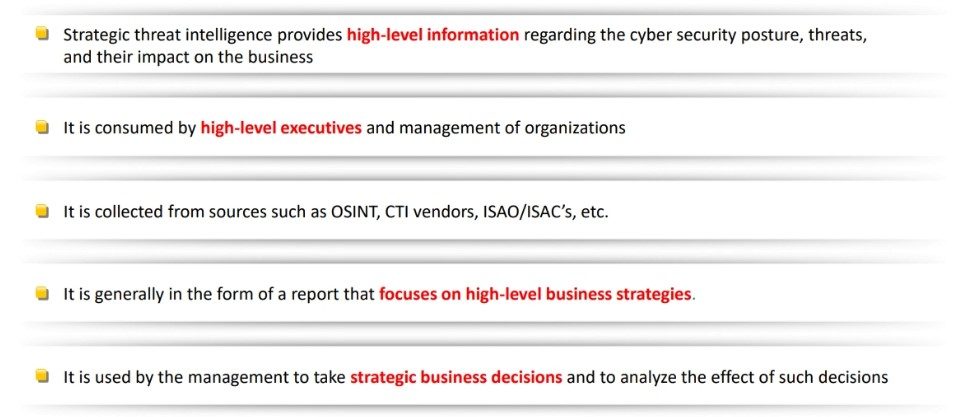 Types of Threat Intelligence Strategic Threat Intelligence